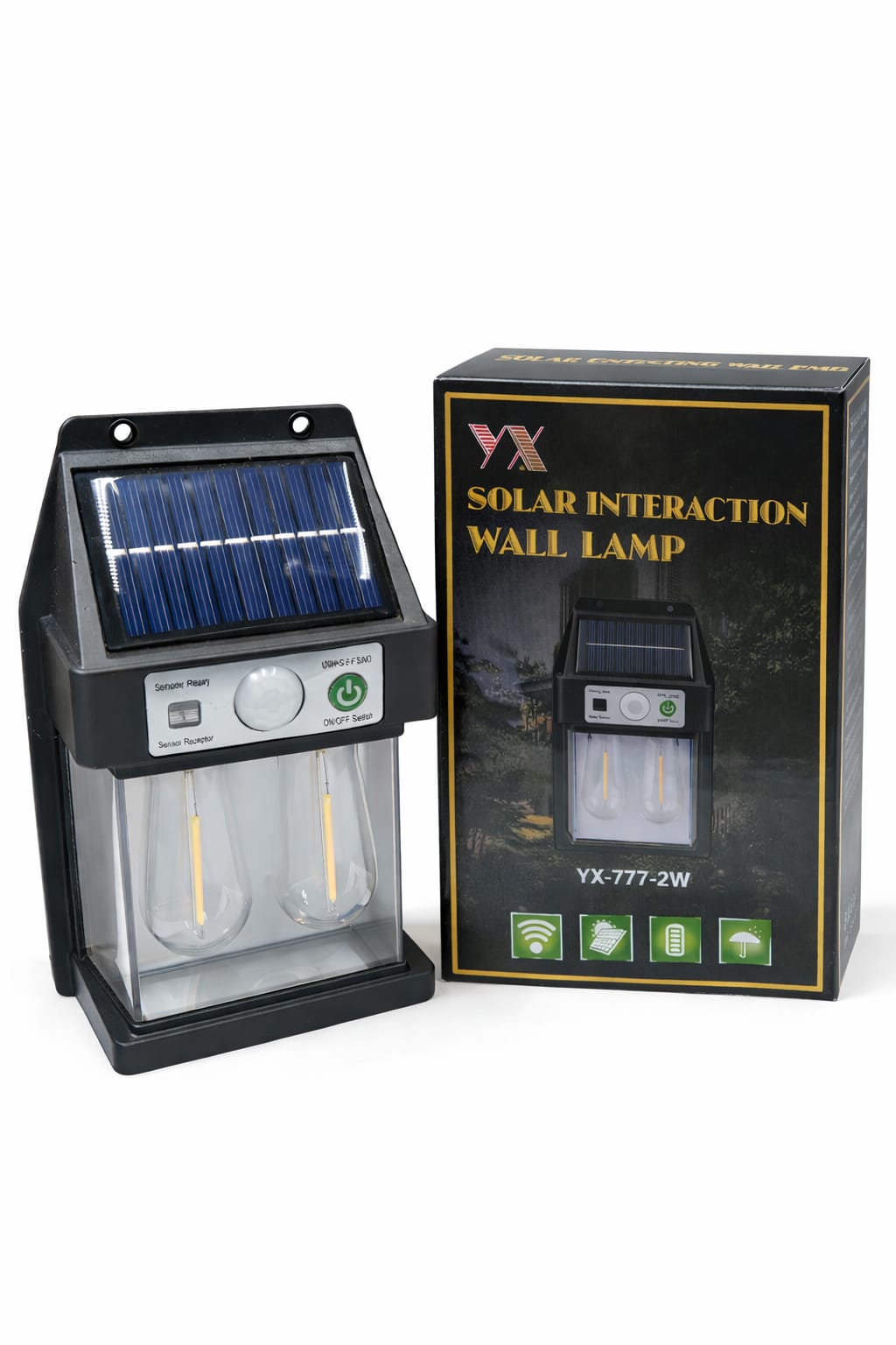 Solare Außenwandleuchte mit Doppel-Filamentoptik und Bewegungsmelder